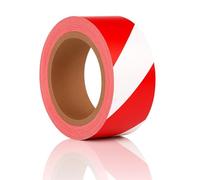 Reactive Brands Hazard Tape Red and White - 50mm x 33m Strong Adhesive Warning & Caution Tape - Durable Floor Marking Tape for Safety Zones, Warehouses, Construction Sites, and Work Areas (1 ROLL)