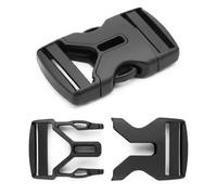 Reactive Brands Heavy Duty 38mm Side Release Buckle Y-Style - 65kg. Plastic Tri-Glide Clip for Webbing Straps, Rucksack & Luggage Repair - Adjustable 3-Way Connector - Black (38mm - 4 Pack)