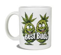 Reactive Brands MUGEMS Best Buds Mug | Weed Mug, Cannabis Mugs, Cannabis Friend Mug, Gifts for Best Friend, Funny Stoner Gift, Funny BFF Weed Smokers Gift, Cannabis Gift for Her Or Him