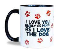 Reactive Brands MUGEMS 'Love The Dog' - Funny Coffee Mugs - Dog Lovers - Unique Coffee Cup - Tea Birthday Gift - 11oz Microwave Safe - Ceramic Cup for Valenties Secret Santa