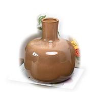 Reactive Brown Glaze Wide Bottle Vase Ceramic Round Flower Stem Posy Decoration