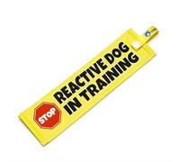 Reactive Dog in Training Lead Sleeve - High Visibility Warning Wrap for Dog Walks - Bright Yellow Double Sided Space Awareness Training Aid with Snap Attachment - Waterproof Durable Design