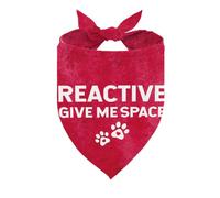 Reactive Give Me Space Dog Bandana, Funny Pet Triangle Scarf for Cute Training Outfit Accessory, Warning Neckerchief with Paw Print Design for Small Medium Dogs