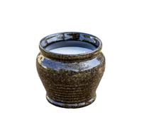 Reactive Glaze Citronella Candle Jar 2 Wick Ceramic Outdoor Pest Repellent Pot (Brown)