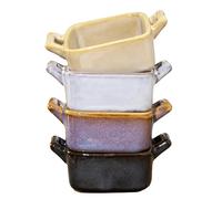 Reactive Glaze Square Mini Ramekins Set Of 4 Ceramic Dark Colour Mix Oven Dishes 100ml