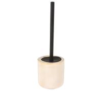 Reactive Glaze Toilet Brush Holder 12x38x12cm Stoneware Black Handle Bathroom Rubber Cover (Beige)