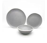 Reactive Grey Glaze Stoneware Dinner Set 6 piece | Nordic Plates Bowls Tableware UK for 2 People