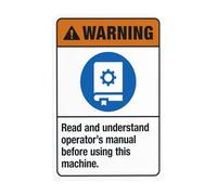 Read And Understand Operator's Manual Before Using This Machine Metal Warning Sign for Indoor Outdoor Security, Business Office Home Garden Street Decor 20 x 30 cm