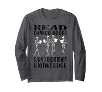 Read Banned Book Lover Skeleton Reading Librarian Halloween Long Sleeve T-Shirt