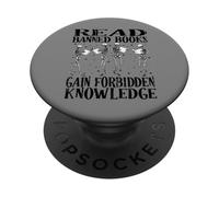 Read Banned Book Lover Skeleton Reading Librarian Halloween PopSockets Adhesive PopGrip