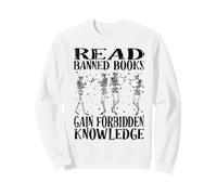 Read Banned Book Lover Skeleton Reading Librarian Halloween Sweatshirt