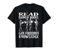 Read Banned Book Lover Skeleton Reading Librarian Halloween T-Shirt