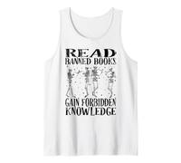 Read Banned Book Lover Skeleton Reading Librarian Halloween Tank Top