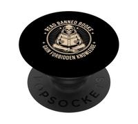 Read Banned Books Gain Forbidden Knowledge Funny Skeleton PopSockets Adhesive PopGrip