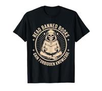 Read Banned Books Gain Forbidden Knowledge Funny Skeleton T-Shirt