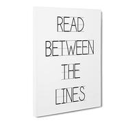 Read Between The Lines Typography Quote Canvas Print | Gallery Wrapped 30mm Frame Wall Art | 20x14 inches | Ready to Hang | Modern Typography Picture | Living Room Bedroom Lounge Office