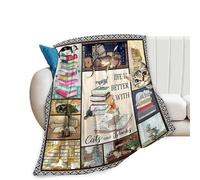Read Blanket Cat Gifts for Reader Girls Boys Woman Kids Cat Lover Reading Book Throw Blankets Soft Blanket Warm Fleece Flannel Plush Blankets for Bed Sofa Couch 40"x50"