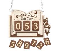 Read Book Counter Poster of the Year - Wooden Library Decoration | Hanging Library Decoration, For Readers Teachers Librarians Writers Authors Home Office Birthday