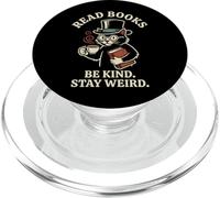 Read Books Be Kind Stay Weird Cat Coffee Lover Reading PopSockets PopGrip for MagSafe