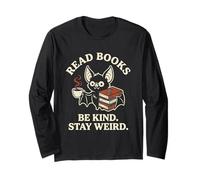 Read Books Be Kind Stay Weird Cute Bat Goth Vampire Coffee Long Sleeve T-Shirt