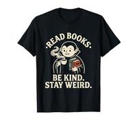 Read Books Be Kind Stay Weird Cute Vampire Coffee Reading T-Shirt