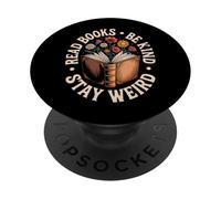 Read Books Be Kind Stay Weird Floral Book Lover PopSockets Adhesive PopGrip