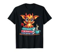 Read Books Be Kind Stay Weird Funny Bookworm Book Dragons T-Shirt