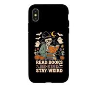 Read Books Be Kind Stay Weird Funny Skeleton Librarian Case for iPhone X/XS