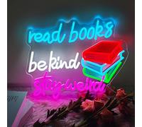 Read Books Be Kind Stay Weird Neon Sign Dimmable LED USB Powered Neon Light UP for Classroom Wall Decor Art Positive Bedroom Library Study Room Home for Student Kid Teen Birthday Party Christmas
