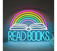 Read Books LED Neon Signs Welcome Class Art Lamps Dimmable Acrylic Lights for Bedroom Classroom School Library Book Store Wall Decor