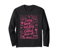 Read Books Lover Bookworm Red Flags Cute Women Girl Reading Long Sleeve T-Shirt