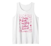 Read Books Lover Bookworm Red Flags Cute Women Girl Reading Tank Top