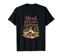 Read Like No Ones Watching Book Lover Cozy Park Art T-Shirt