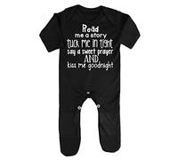 Read me a Story and Tuck me in Tight Baby Romper Jumpsuit with feet, 0-3 Months, Black