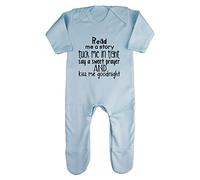 Read me a Story and Tuck me in Tight Baby Romper Jumpsuit with feet, 0-3 Months, Pastel Blue