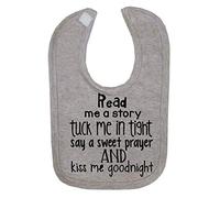 Read me a Story and Tuck me in Tight Cotton Baby bib - Grey
