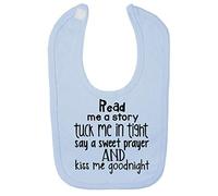 Read me a Story and Tuck me in Tight Cotton Baby bib - Pastel Blue