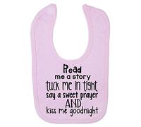Read me a Story and Tuck me in Tight Cotton Baby bib - Pastel Pink