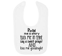 Read me a Story and Tuck me in Tight Cotton Baby bib - White