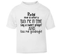 Read me a Story and Tuck me in Tight Short Sleeve Cotton Toddler t Shirt, 2-3 Years, White