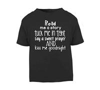 Read me a Story and Tuck me in Tight Short Sleeve Cotton Toddler t Shirt, 3-4 Years, Black