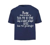 Read me a Story and Tuck me in Tight Short Sleeve Cotton Toddler t Shirt, 3-4 Years, Navy