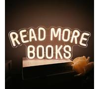 Read More Books Neon Sign Dimmable Book LED Light up Sign for Bedroom Bookstore Reading Room Library Museum Study Room Classroom Wall Decor USB Powered Kids Gifts (15"*6.3")