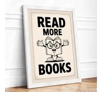 Read More Books Retro Framed Wall Art Print A1 (84.1×59.4cm) White, Wall Decor for Living Room, Bedroom, Office & Home, Ready to Hang, Art Gift