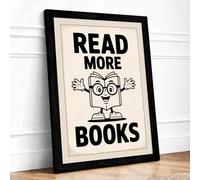 Read More Books Retro Framed Wall Art Print A2 Black Frame