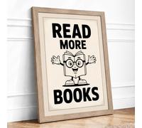 Read More Books Retro Framed Wall Art Print A3 Oak Frame