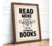 Read More Books Retro Framed Wall Art Print A3 Walnut Frame