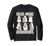 Read More Booooks Cute Ghost Reading Halloween Long Sleeve T-Shirt