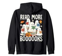 Read More Booooks Cute Ghost Reading Halloween Zip Hoodie