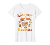 Read More Boooooks Cute Ghost Read More Books Halloween Value Graphic T-Shirt, Women, White, L